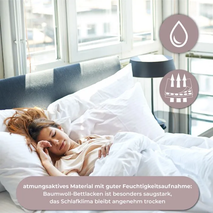 Drap Plat Blanc 140 x 200 cm - Draps de lit 100% Coton, Qualité Hôtelière, Doux et Respirant Couverture 125 g-m²-2