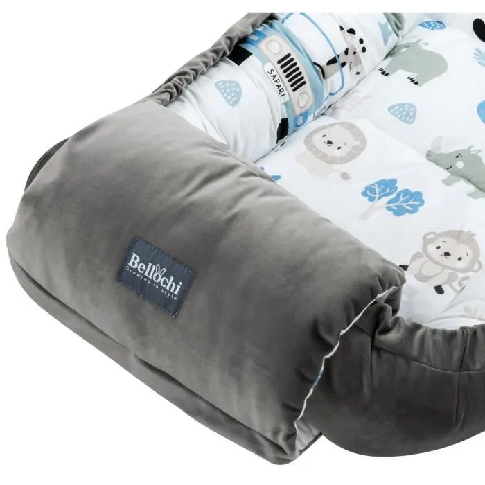 Bellochi Reducteur de Lit Bebe Cale Bebe pour Lit Cocon Bebe - Coton et Velours 90x60cm - Nid de Bebe - Safari-3