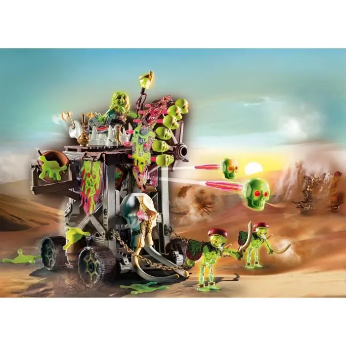 Tour d'attaque PLAYMOBIL Novelmore Sal'ahari Sands avec 3 squelettes, 1 catapulte et 1 roue mitrailleuse-1