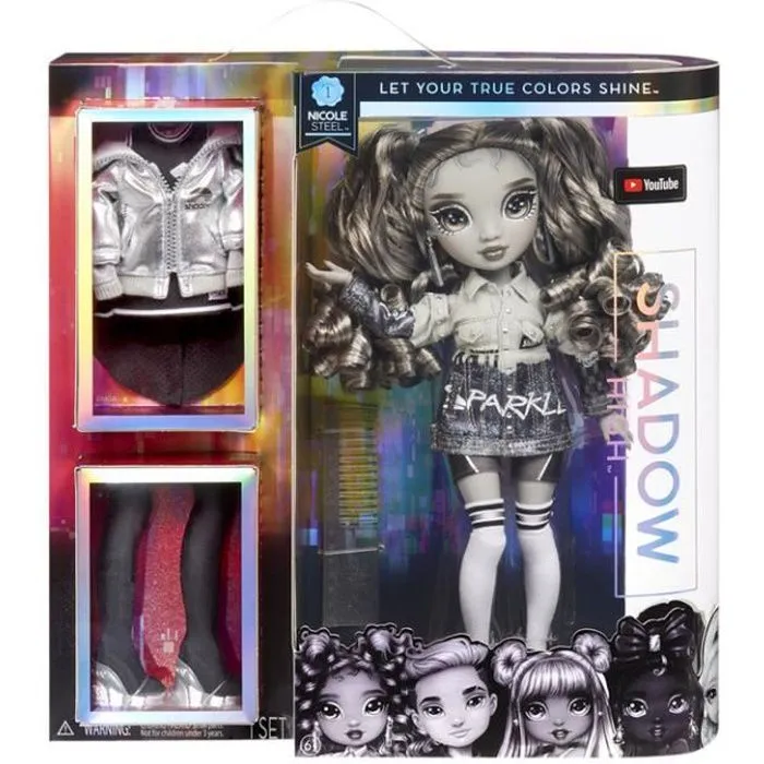 Poupée Rainbow High - Shadow High Doll Série 1 - Nicole Steel (Titanium) - Gris - Enfant - 6 ans et plus-0