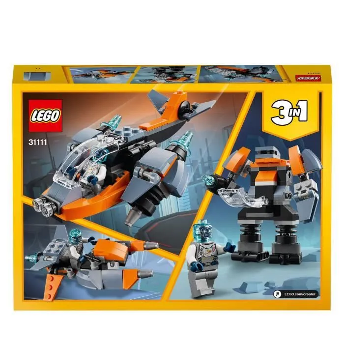LEGO® Creator 3-en-1 31111 Le Cyber Drone, Jouet de Construction, Figurine de Robot et Moto-4