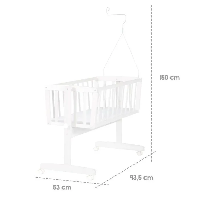 ROBA Berceau Complet "Heartbreaker" avec Fonction de Verrouillage - 40 x 90 cm - Blanc-5
