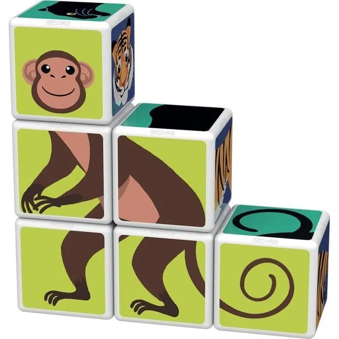 Jouet de construction - GEOMAG - MagiCube Jungle Animals - 12 pièces - Multicolore - A partir de 3 ans-1