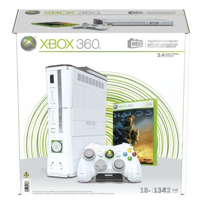 Coffret de Construction - MEGA - Réplique Xbox 360 - 1342 pièces - Manette avec LED - Pour Adultes-1