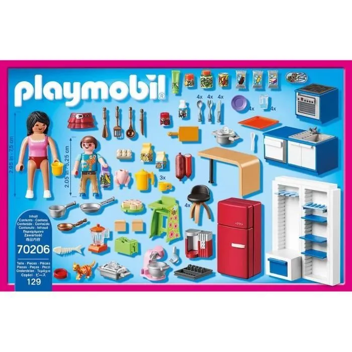 PLAYMOBIL 70206 Cuisine familiale, Dollhouse La Maison Traditionnelle, 129 pièces, dès 4 ans-1