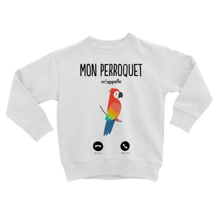 Sweatshirt Enfant Mon Perroquet M'Appelle Oiseau Passion Tropical-0