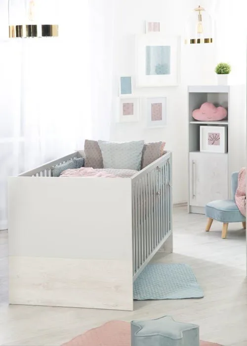 Chambre Bébé Duo Maren 2 - ROBA - Lit évolutif 70x140 - Gris clair / Chêne blanchi-4