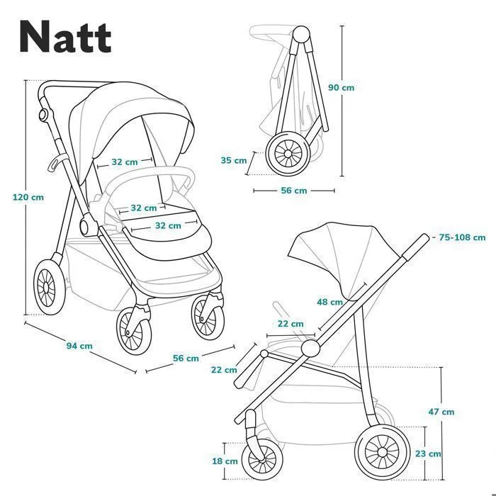 Poussette canne compacte LIONELO Natt - Jusqu'à 22 Kg - Légère & pliable - Roues gonflables - Noir-5