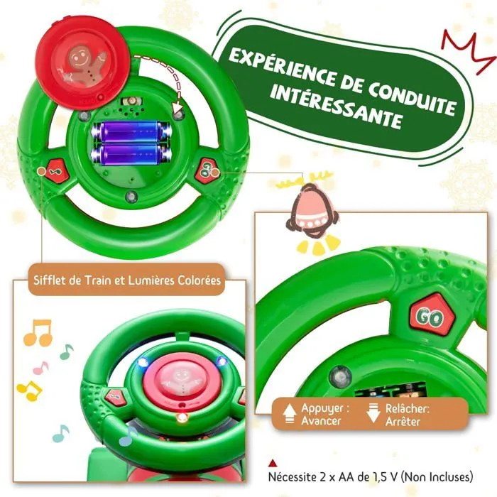 Train Electrique pour Enfants - COSTWAY - Vert - Rail 220cm - Autonomie 3h-4