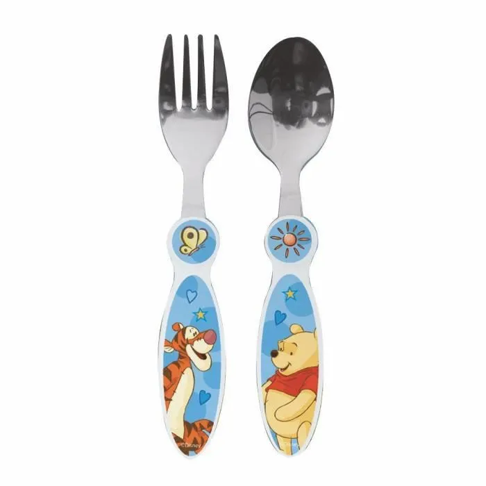 Couverts pour enfants - DISNEY - Winnie l'Ourson - Manche Plastique - 2 Parties-1