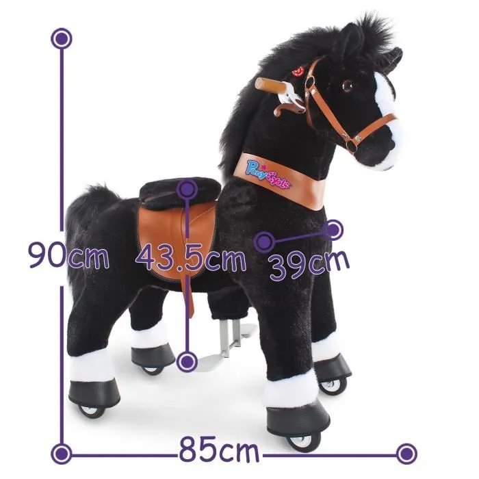PonyCycle® - Cheval Trottinette à monter 4 roues Trottinette à Pédale pour enfant 4~9 ans - Noir-1