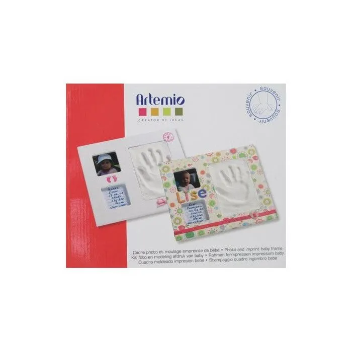 Cadre Empreinte Bébé et Photo - ARTEMIO - Blanc - Pâte à modeler - 11x16.5 cm - Rectangulaire-1