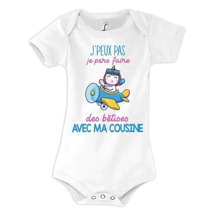Body bébé Bêtises - Cousine Licorne Avion - Blanc - Mixte-0