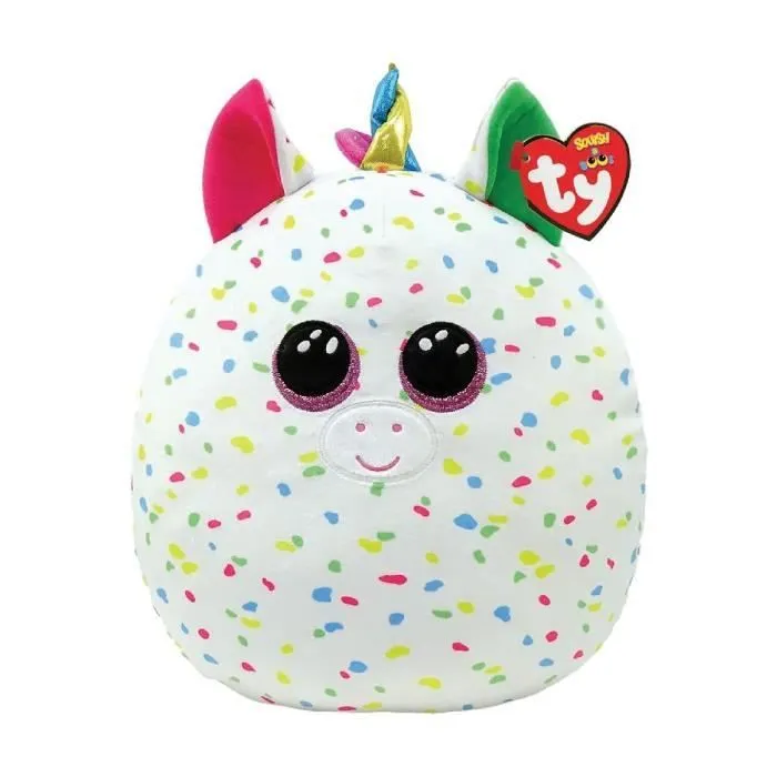 Peluche - TY - Ty Squish a Boo Harmonie Unicorn 31cm - Blanc - Rose - Bleu-0