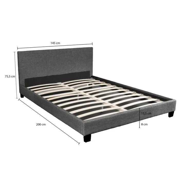 Lit DUBLIN 140x200 + 1 sommier / Gris foncé-3