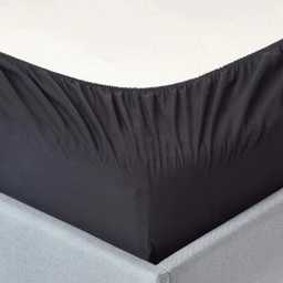 Drap-housse Noir 100% coton Égyptien 200 fils 150 x 200 cm-1