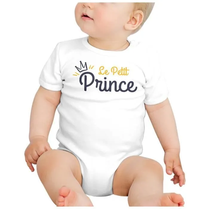 Body Bébé Manche Courte Blanc Le Petit Prince St Exupery Mignon Enfant-1