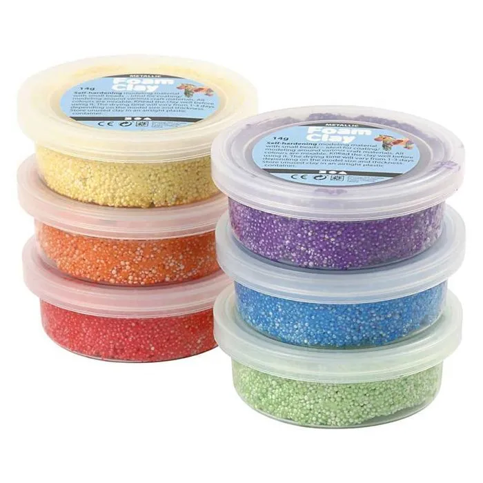 Assortiment Pâte à modeler autodurcissante Métallique Foam Clay - Arc en ciel - 6 pcs-1