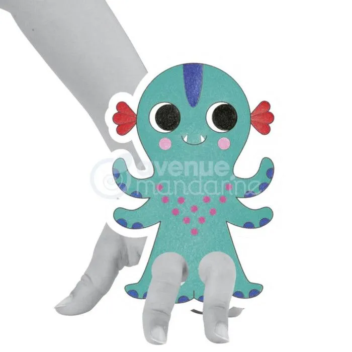 Carnet de 24 marionnettes à doigt à colorier Graffy puppets - Animaux fantastiques-1