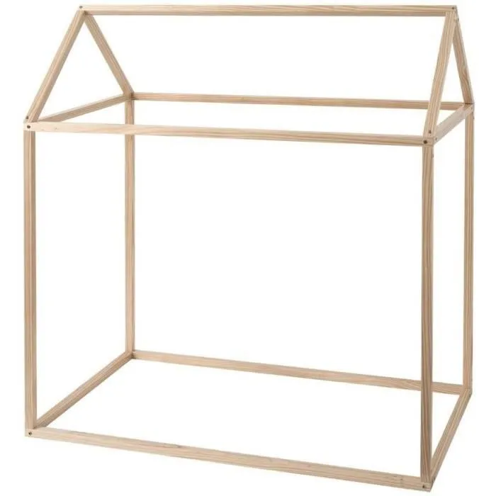 Lit bébé - Atmosphera - Cabane en pin - Dimensions 116x126x66 cm - Compatible matelas 60x110 cm-2
