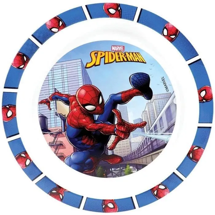 Lot vaisselle - FUN HOUSE - SPIDERMAN - Verre, assiette Ø22 cm et Ø16 cm, couverts, gourde et boite goûter-1