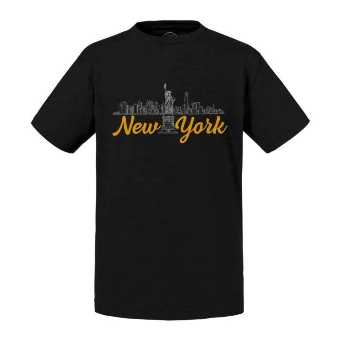 T-shirt Enfant Noir New York Minimalist Amérique Voyage Etats Unis-0
