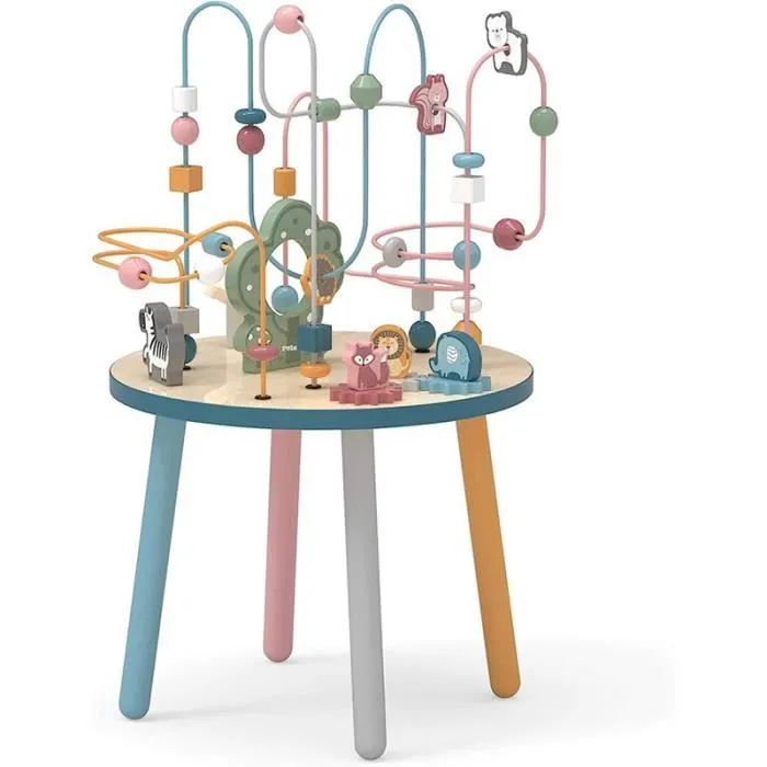 Table d'activités en bois avec grand boulier - Jeux premier âge - Jeux à manipuler - Cubes & tables d'activités-0