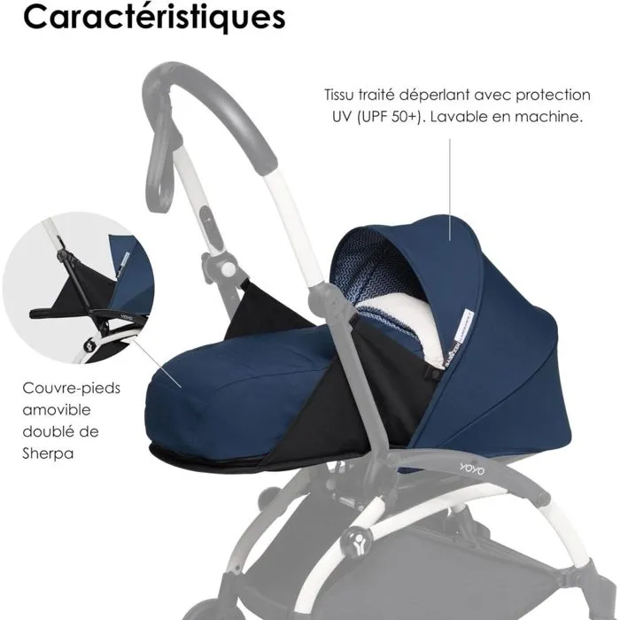 Pack nouveau-né 0+ pour poussette YOYO² - BABYZEN - Bleu Air France - Dos route - Harnais 4-5 points - Groupe 0+-2