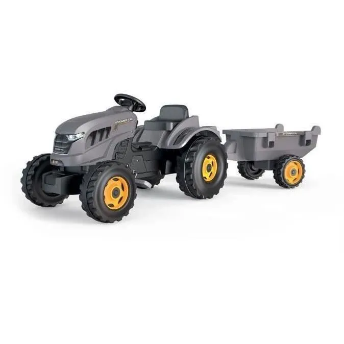 Tracteur à pédales Smoby Stronger XXL + Remorque - Gris-0