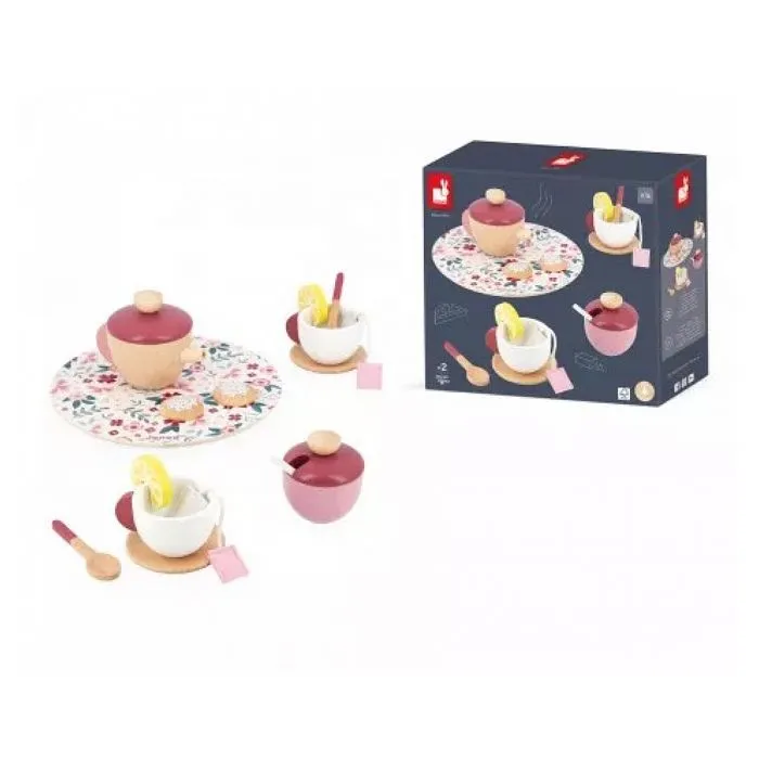 Set À Thé - JANOD - Théière Avec Couvercle Amovible - 16 Accessoires Bois Et Feutrine-3