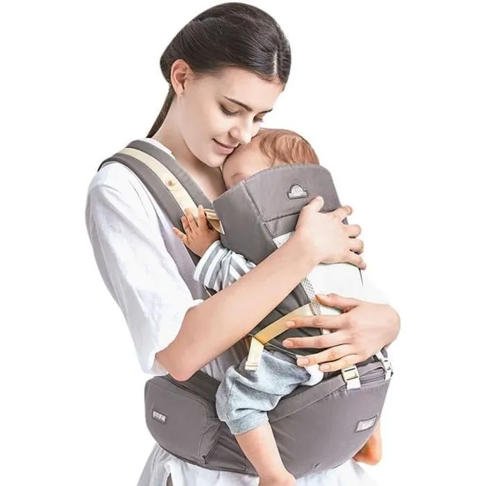 Porte-bébé Ventral et Dorsal Randonnée 4 en 1 Sac à Dos Respirant pour Vacances Sportives - Grey-0