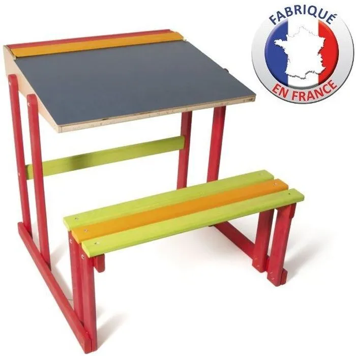 Bureau d'écolier en bois - JEUJURA - Ardoise - Tableau - Mixte - A partir de 3 ans-0