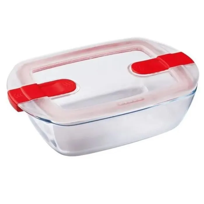 Boîte rectangulaire avec couvercle - PYREX - 1451024 - 23 x 15 cm - 1,1 L - Cook & Heat - Base en verre borosilicate-0