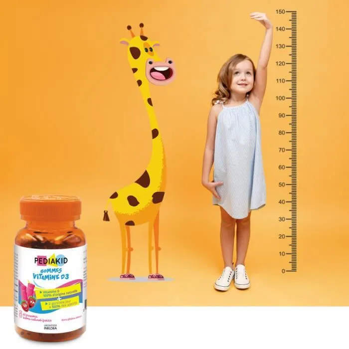 Lot de 3 PEDIAKID Gommes Vitamine D3 - Complément Alimentaire Enfant - Croissance & Resistance - Arome Naturel Fraise-2
