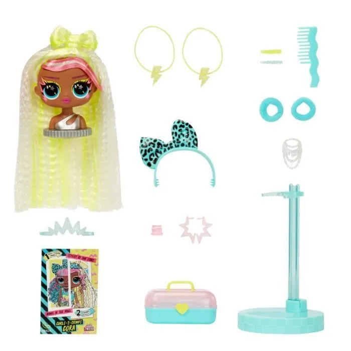 L.O.L. Surprise Tweens Surprise Swap Fashion Doll - Curls-2- Crimps Cora - 1 poupée Tweens 17cm, 1 mini tête à coiffer et des-2