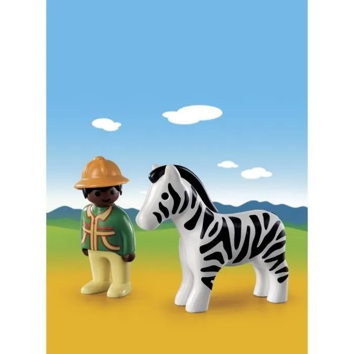 PLAYMOBIL 1.2.3. - 9257 - Soigneur avec Zèbre-1