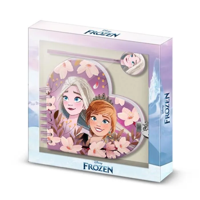 Journal Coeur + Stylo - Disney La Reine des Neiges 2 (Frozen) Petal - Lilas - Taille Unique-0