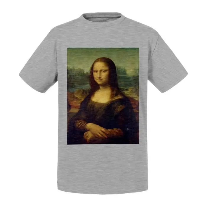 T-shirt Enfant Bleu Mona Lisa La Joconde De Vinci Peinture Historique-0