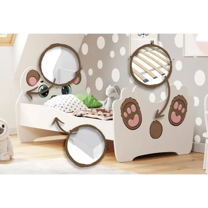 Lit enfant "TEDDY BEAR" 160x80cm + sommier + matelas-3