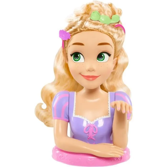 Tête à coiffer - DISNEY - Raiponce Deluxe - 12 accessoires - Faux flacon de vernis - Guide coiffure-5