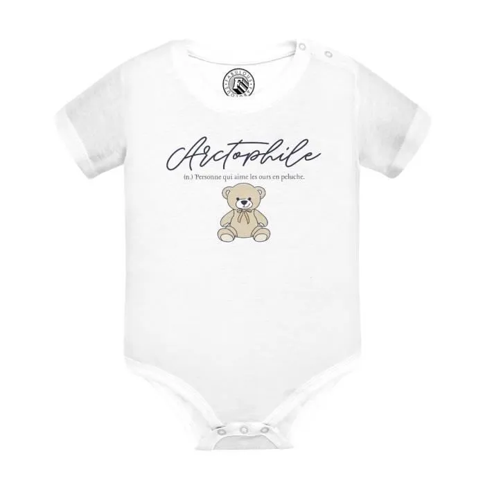Body Bébé Manche Courte Blanc Arctophile Ours en Peluche Ourson Collectionneur-0