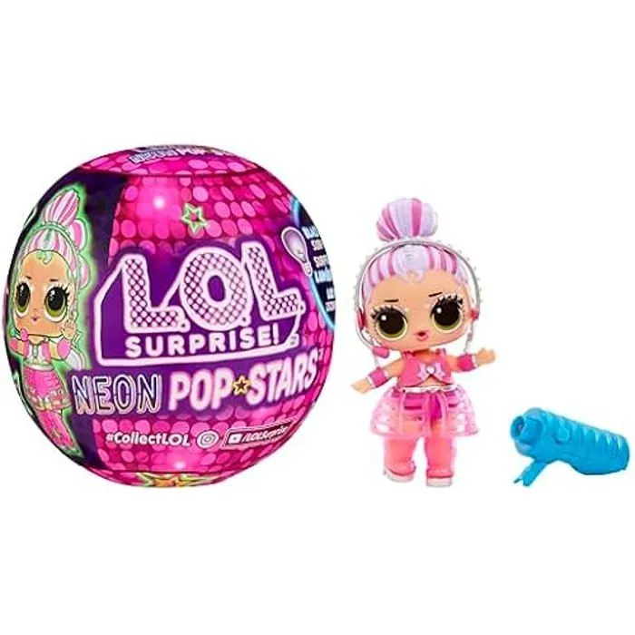 Poupée - L.O.L. SURPRISE! - Neon Pop Stars Tots - 7 Tots à collectionner - Lumière noire - Accessoires lumineux-0