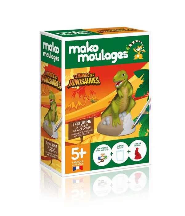 Mako Moulages - Le Monde Des Dinosaures - Coffret de moulage en plâtre avec peinture pour enfant-1