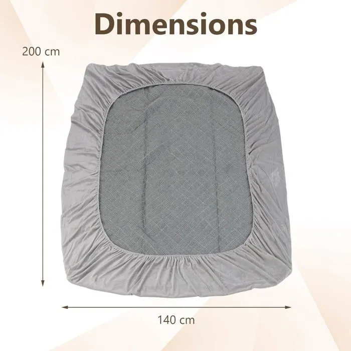 COSTWAY Matelas Queen 140 x 200 cm, Surmatelas Multi-Couches en Velours avec Rembourrage en Éponge, Fond Antidérapant-2