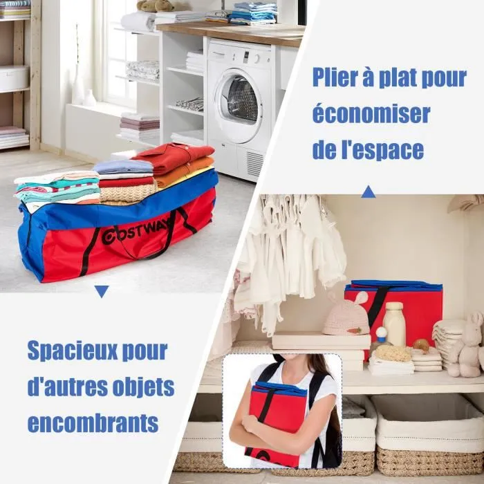 COSTWAY Sac de Rangement pour Jeux Puissance 4 Géant pour Enfant avec Poignée et Fermeture Éclair, 120 x 29 x 48 CM, Jeu Non Inclus-2