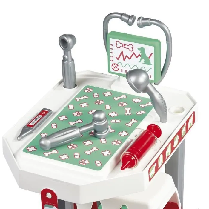 Jouet pour enfant - Clinique vétérinaire - Table d'examen roulante avec accessoires pour chien en peluche-3
