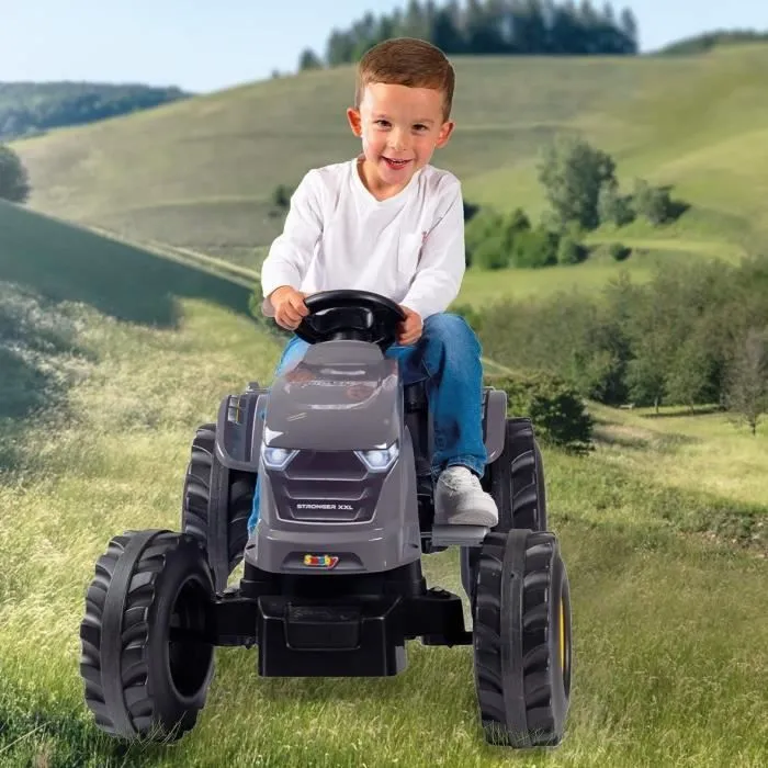 Tracteur à pédales Smoby Stronger XXL + Remorque - Gris-5