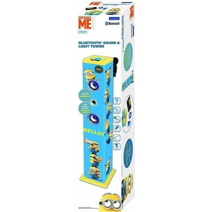 Puissante Enceinte Lumineuse Bluetooth® format tour avec micro et fonction changement de voix Les Minions-3