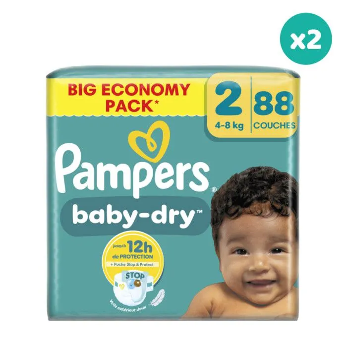 2x88 Couches Baby Dry - Taille 2 - Pampers-0