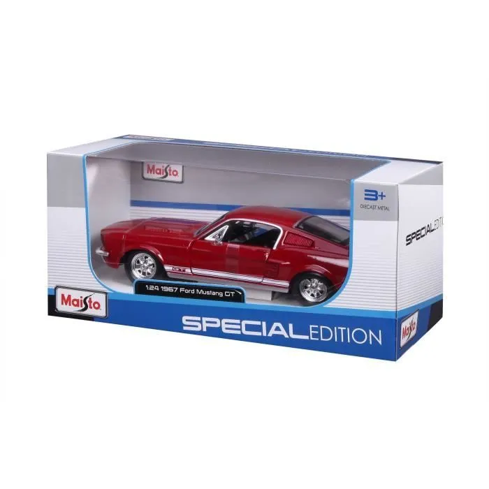 Voiture Ford Mustang GT 1967 en métal à l'échelle 1/24ème de la marque Maisto - Rouge-1